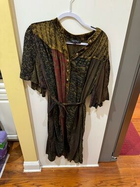 Young Threads Velvet Panel Button-Front Top in Mustard, Olive & Burgundy